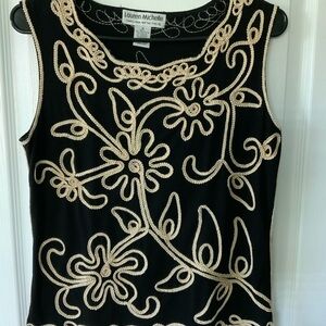 Elegant Black Embroidered Shell